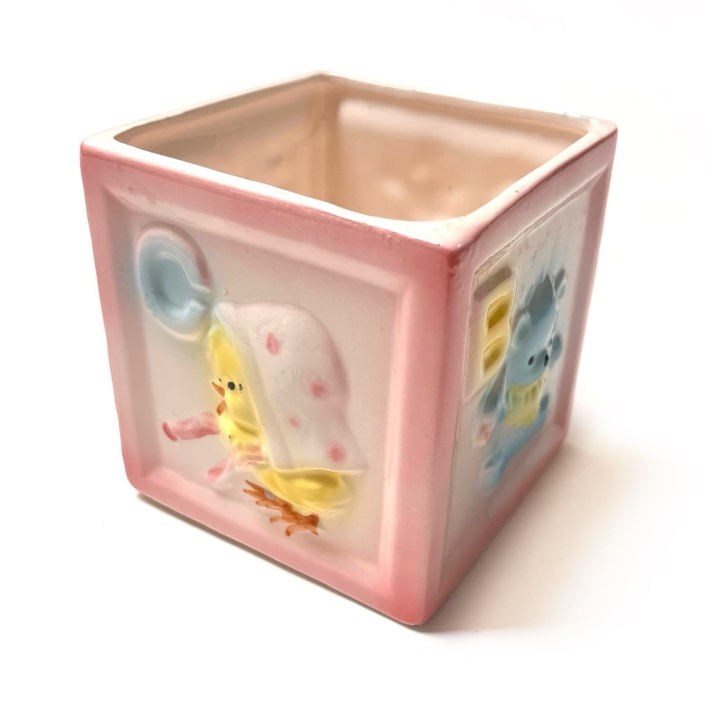 Vintage Baby Ceramic Planter Storage Container Japan